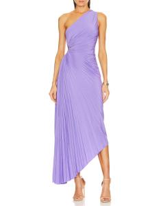 Delfina Satin Pleated Gown Lilac